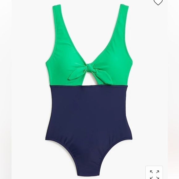 NWT J Crew blue and green cut out with bow one piece swimsuit size XS - Picture 3 of 12